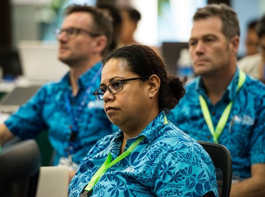 Rhonda Robinson and Pacific Community (SPC) team at the PMC-4 (Photo credit: Jenny Davson-Galle SIMS)